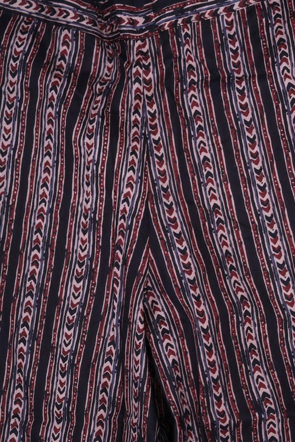 V-Neck Printed Design Black Cotton Salwar Set