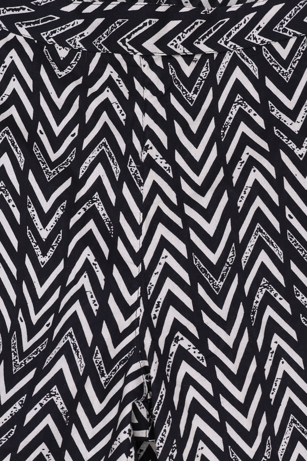 V-Neck Printed Design Black Cotton Salwar Set