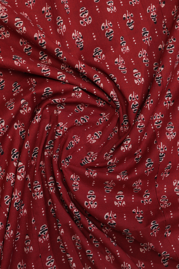 V-Neck Printed Design Brick Red Cotton Long Kurta