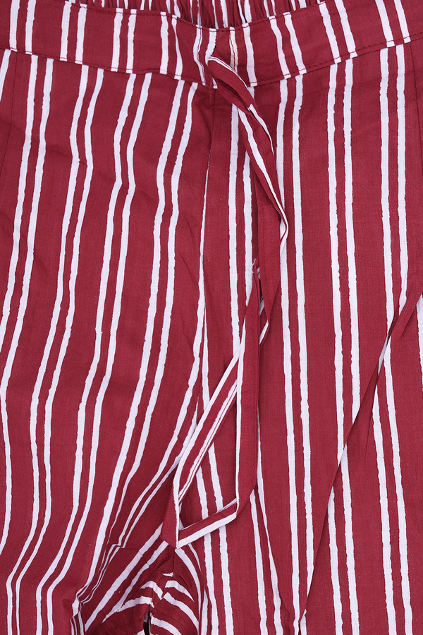 V-Neck Printed Design Red Cotton Salwar Set