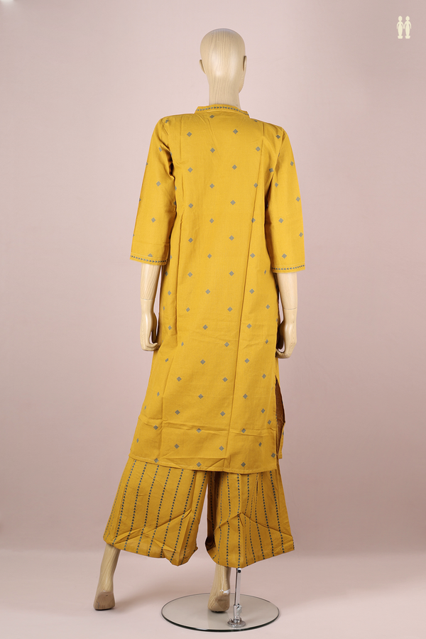 V-Neck Threadwork Buttas Golden Brown Cotton Salwar Set