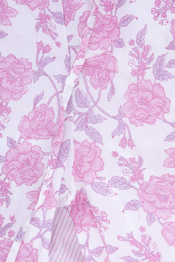 V-Split Neck Floral Design White Cotton Salwar Set