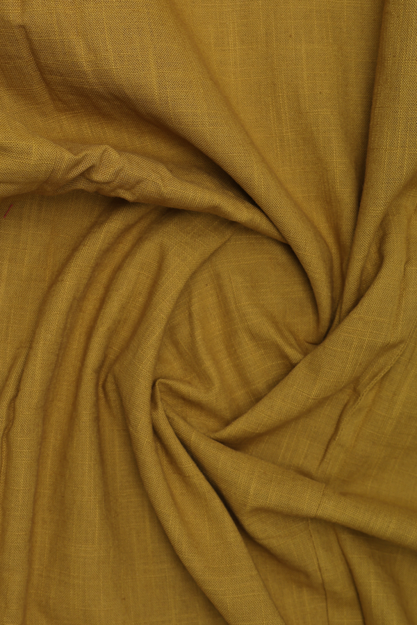 V Neck Plain Golden Brown Dobby Cotton Long Kurta