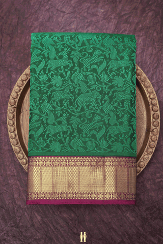 Vanasingaram Design Emerald Green Kanchipuram Silk Saree