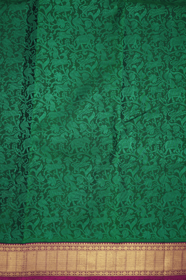 Vanasingaram Design Emerald Green Kanchipuram Silk Saree