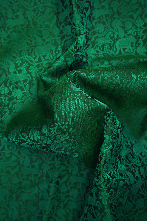 Vanasingaram Design Emerald Green Kanchipuram Silk Saree