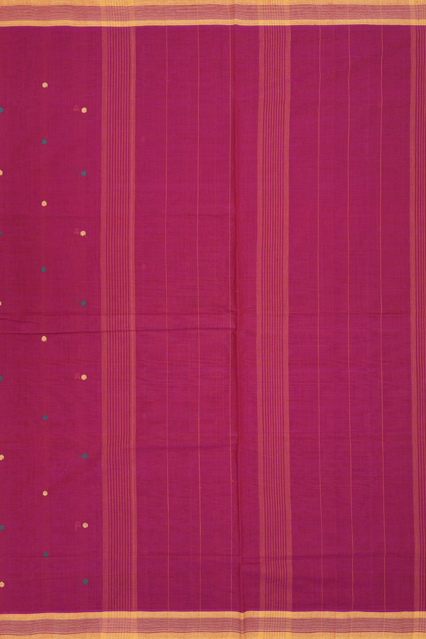 Venkatagiri Cotton Saree Berry Purple With Threadwork Buttas
