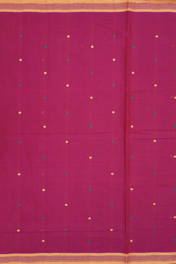 Venkatagiri Cotton Saree Berry Purple With Threadwork Buttas