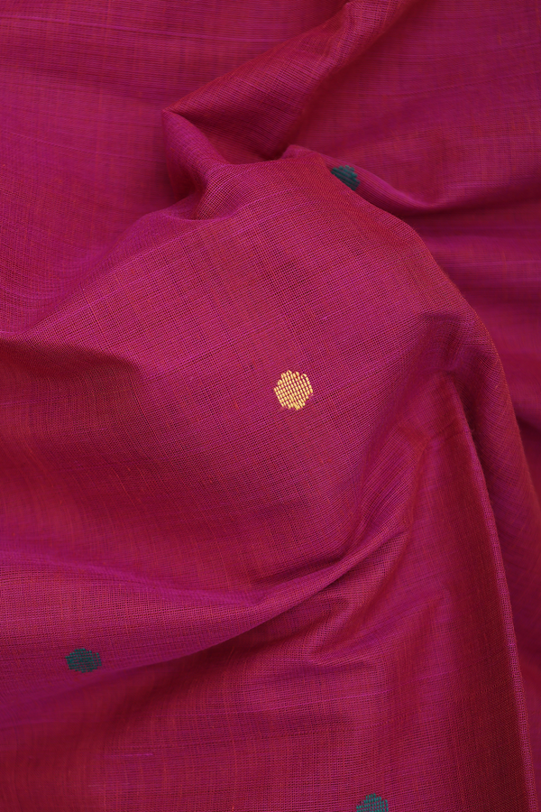 Venkatagiri Cotton Saree Berry Purple With Threadwork Buttas