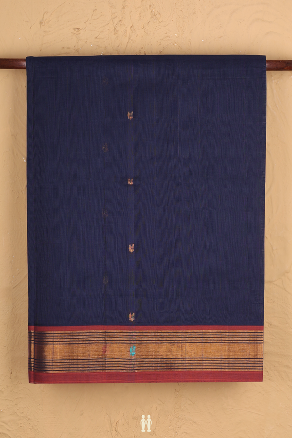 Venkatagiri Cotton Saree In Berry Blue With Zari Buttas