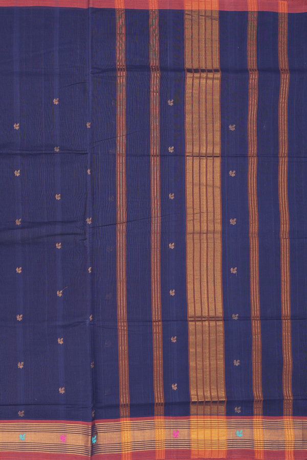 Venkatagiri Cotton Saree In Berry Blue With Zari Buttas