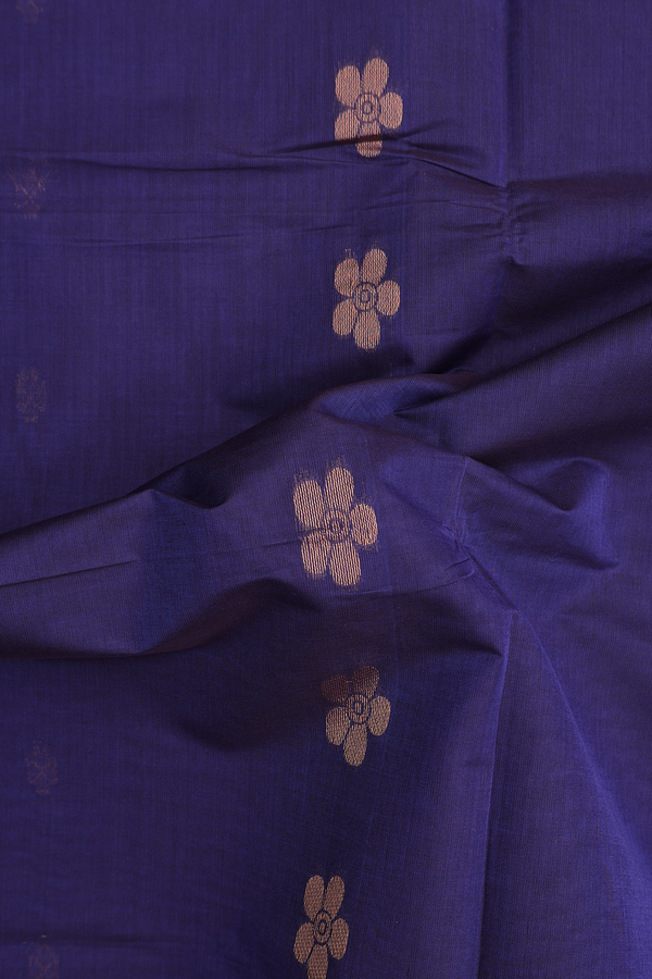 Venkatagiri Cotton Saree In Blue With Floral Buttas