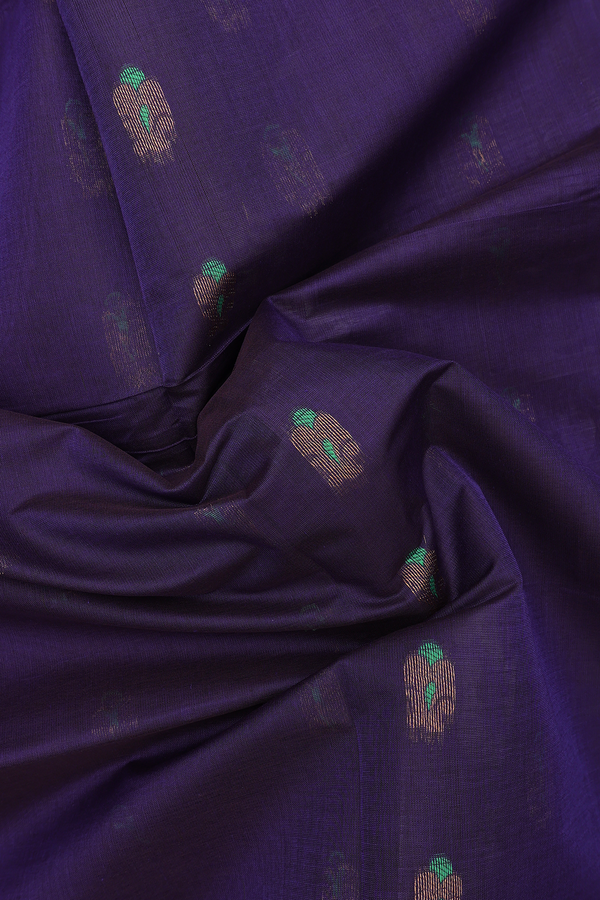 Venkatagiri Cotton Saree In Blue With Zari Buttas