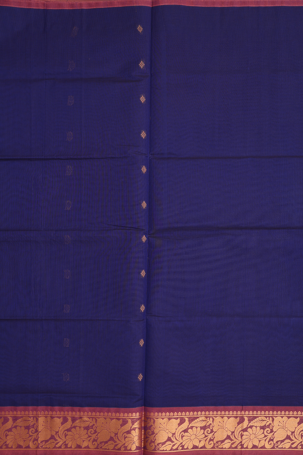 Venkatagiri Cotton Saree In Blue With Zari Buttis