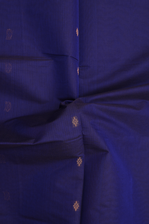 Venkatagiri Cotton Saree In Blue With Zari Buttis