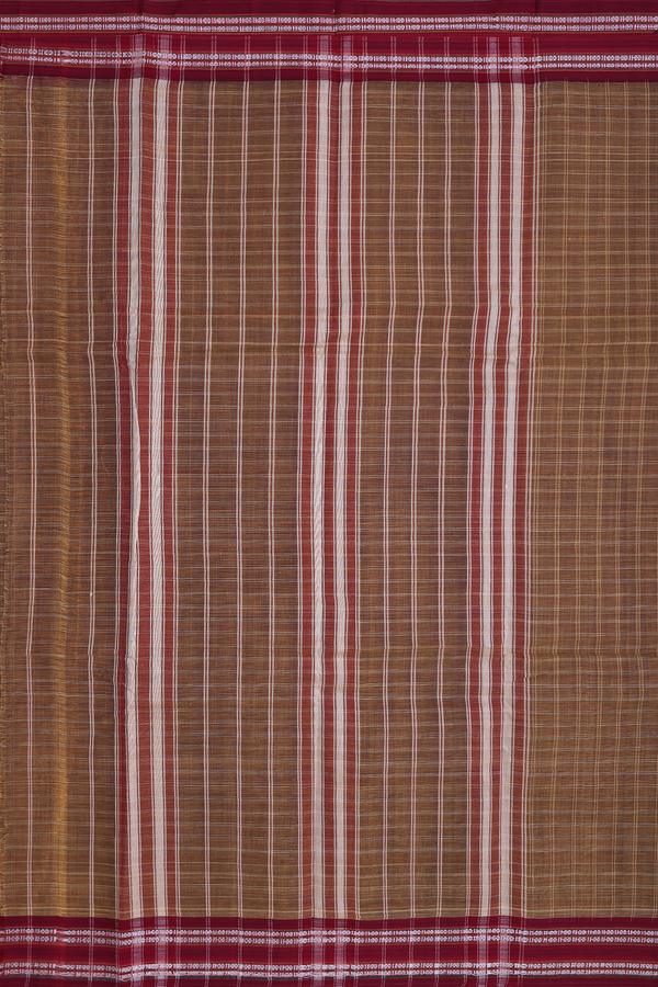 Narayanpet Cotton Saree In Brown With Checks Design