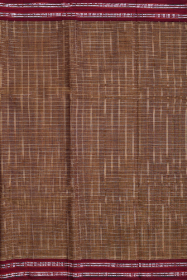 Narayanpet Cotton Saree In Brown With Checks Design