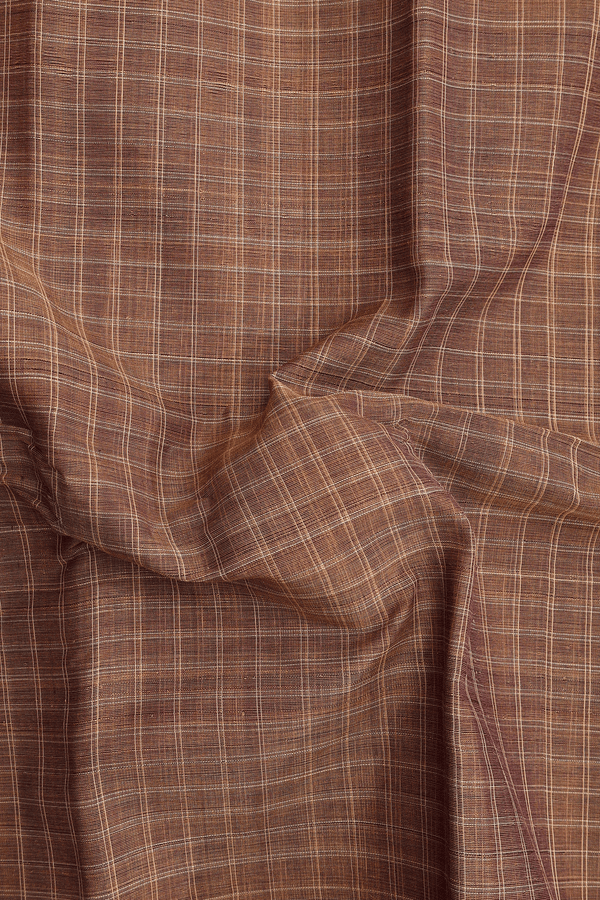 Narayanpet Cotton Saree In Brown With Checks Design