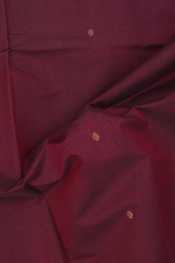 Venkatagiri Cotton Saree In Burgundy Red With Floral Buttas