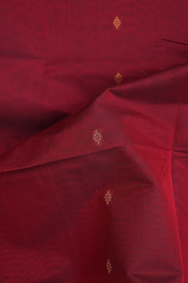 Venkatagiri Cotton Saree In Burgundy Red With Floral Buttas