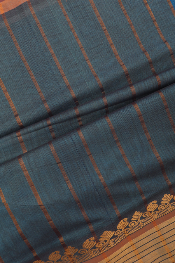 Venkatagiri Cotton Saree In Capri Blue With Floral Buttas