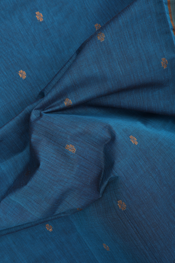 Venkatagiri Cotton Saree In Capri Blue With Floral Buttas
