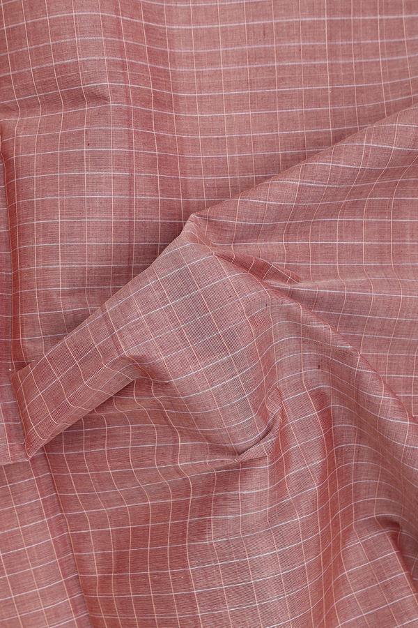 Venkatagiri Cotton Saree In Cocoa Brown With Checks Design
