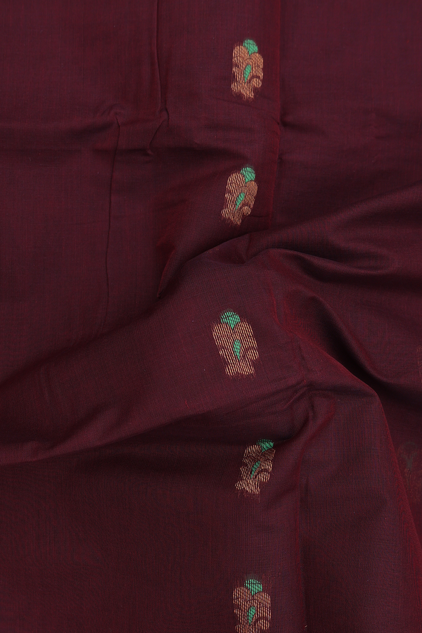 Venkatagiri Cotton Saree In Coffee Brown With Zari Buttas