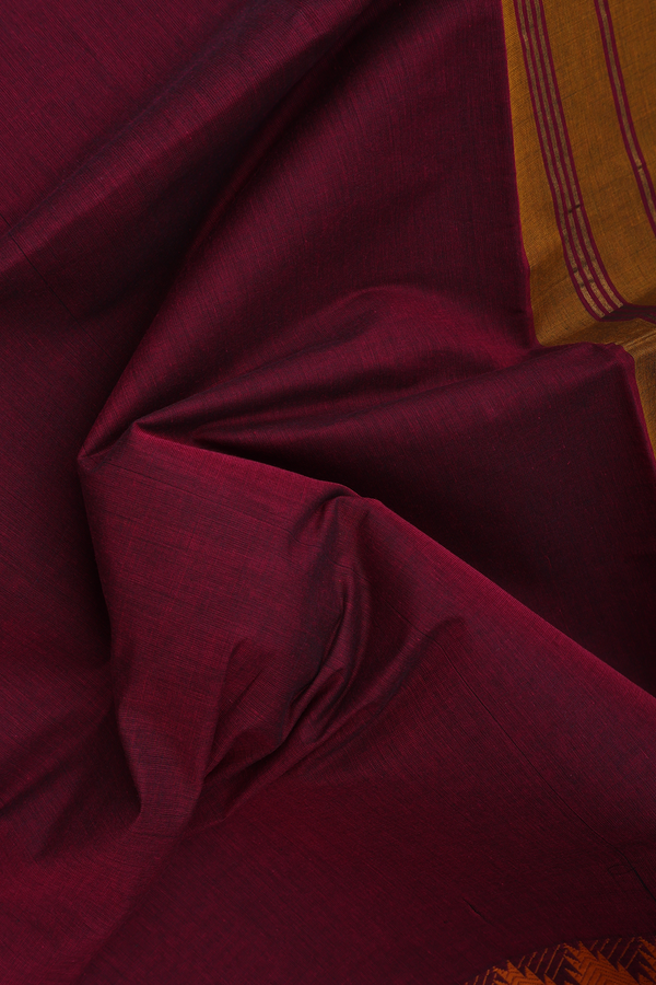 Venkatagiri Cotton Saree In Deep Magenta With Temple Border