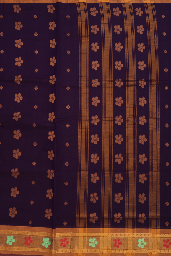 Venkatagiri Cotton Saree In Deep Purple With Floral Motifs