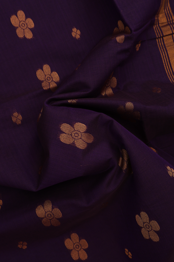 Venkatagiri Cotton Saree In Deep Purple With Floral Motifs