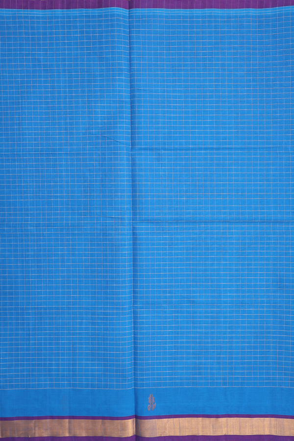 Venkatagiri Cotton Saree In Cobalt  Blue With Checks Design