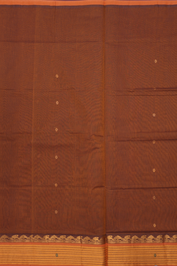 Venkatagiri Cotton Saree In Brown With Floral Buttis