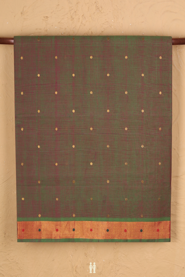 Venkatagiri Cotton Saree In Dual Tone With Zari Buttis