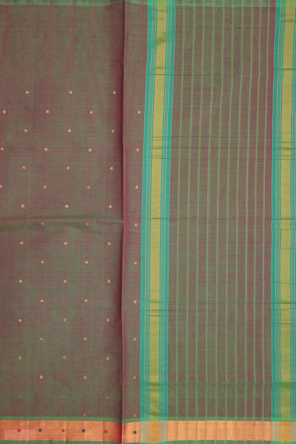 Venkatagiri Cotton Saree In Dual Tone With Zari Buttis