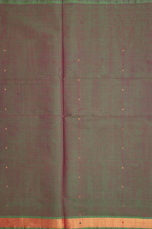 Venkatagiri Cotton Saree In Dual Tone With Zari Buttis