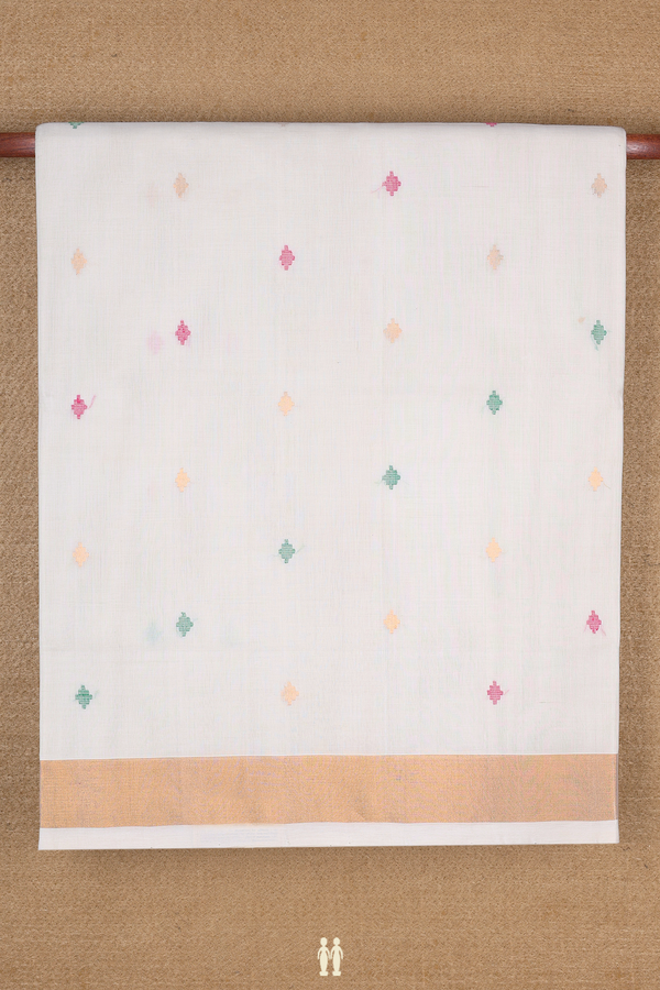 Venkatagiri Cotton Saree In Egg White With Buttas