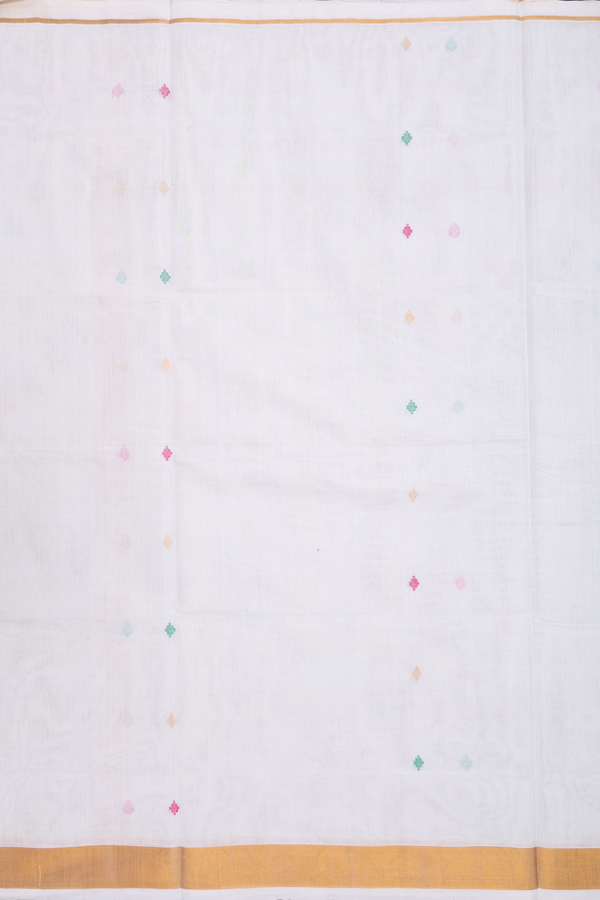 Venkatagiri Cotton Saree In Egg White With Buttas