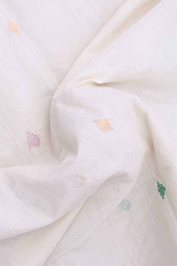 Venkatagiri Cotton Saree In Egg White With Buttas