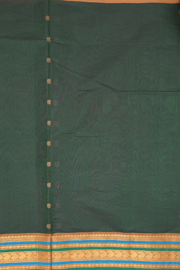 Venkatagiri Cotton Saree In Fern Green With Paisley Buttas