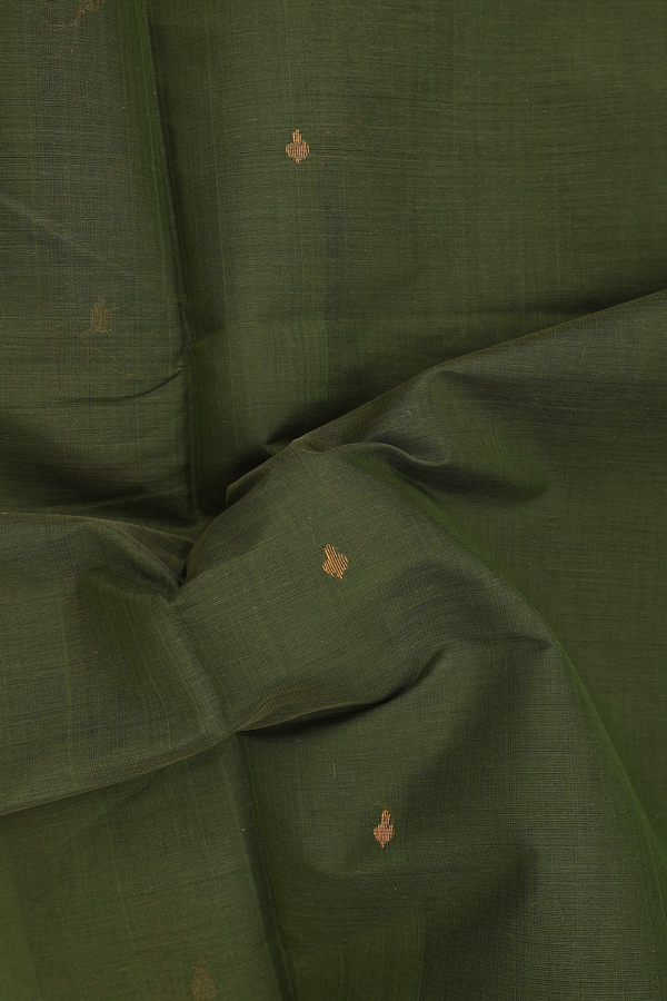 Venkatagiri Cotton Saree In Fern Green With Zari Buttas