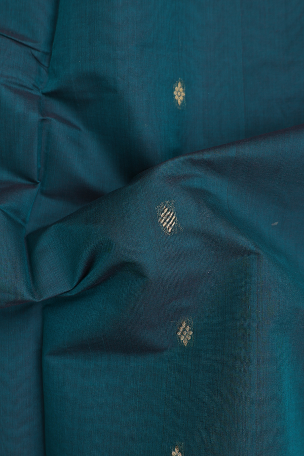 Venkatagiri Cotton Saree In Forest Green With Floral Buttas
