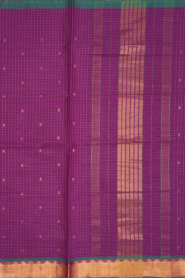 Venkatagiri Cotton Saree In Grape Purple With Checks Design
