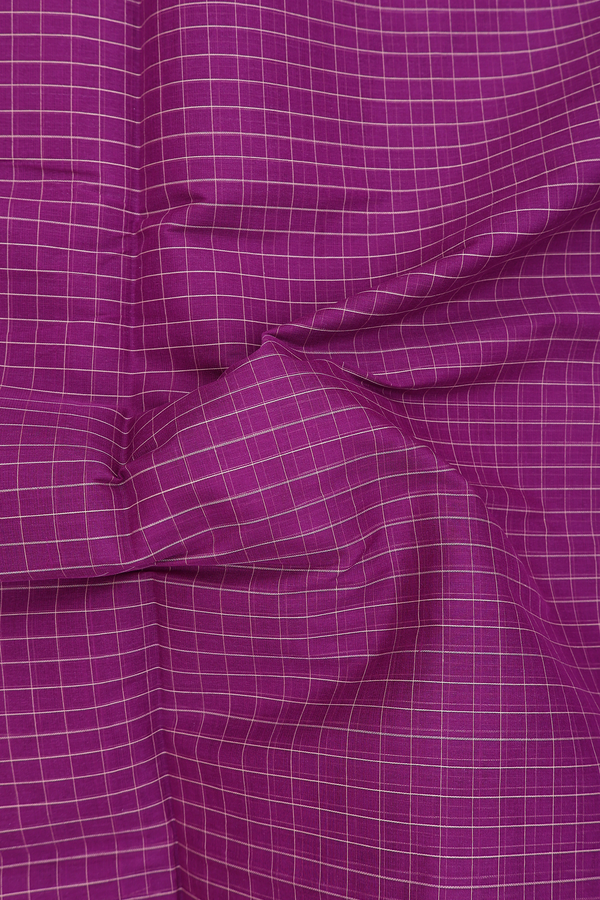Venkatagiri Cotton Saree In Grape Purple With Checks Design