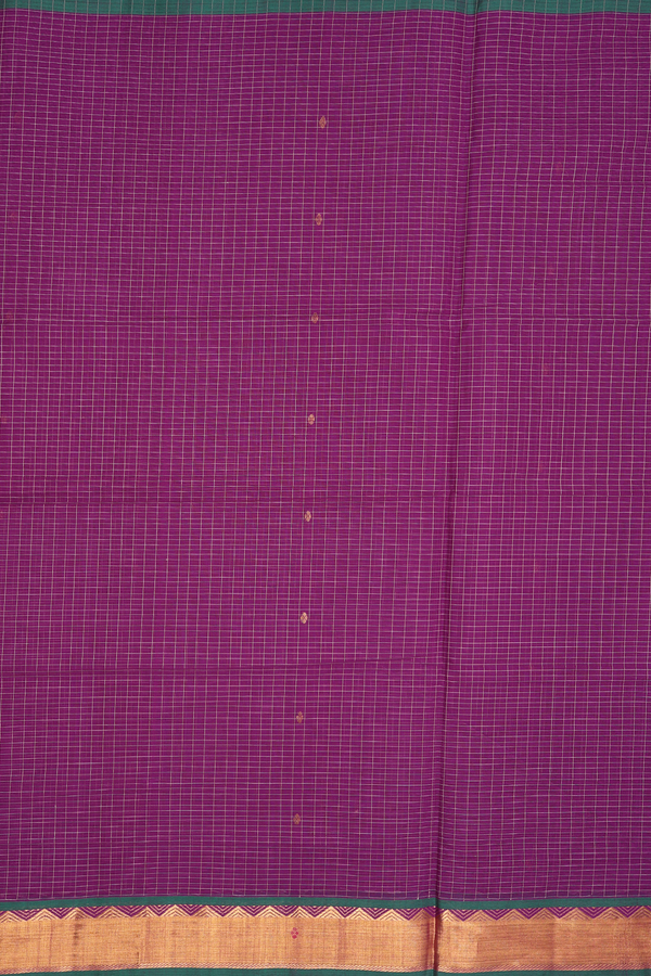 Venkatagiri Cotton Saree In Grape Purple With Checks Design