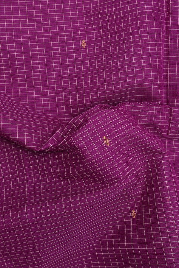 Venkatagiri Cotton Saree In Grape Purple With Checks Design