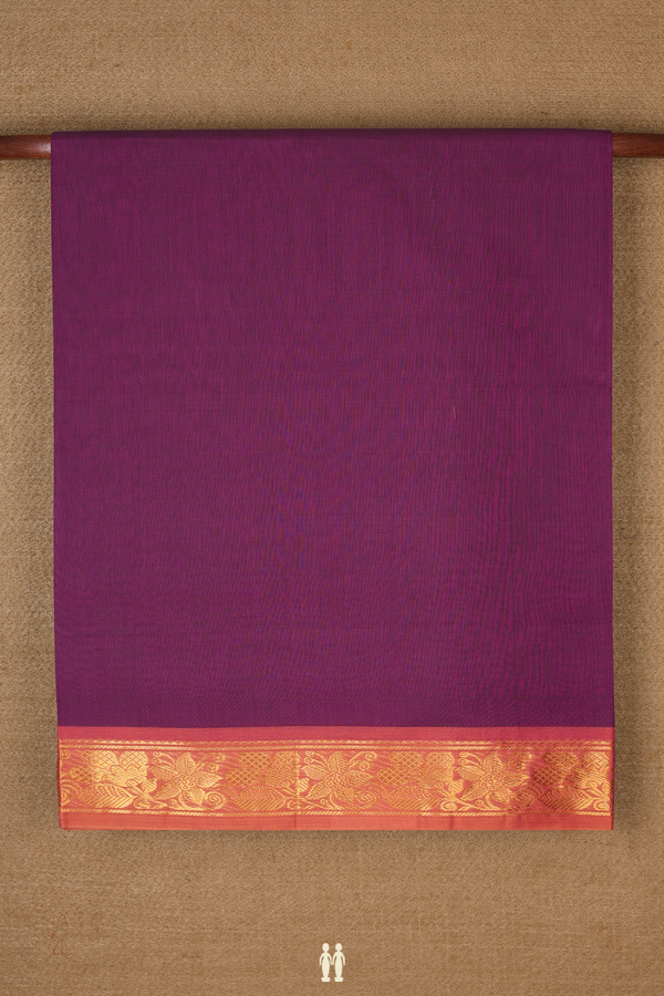 Venkatagiri Cotton Saree In Grape Purple With Floral Border