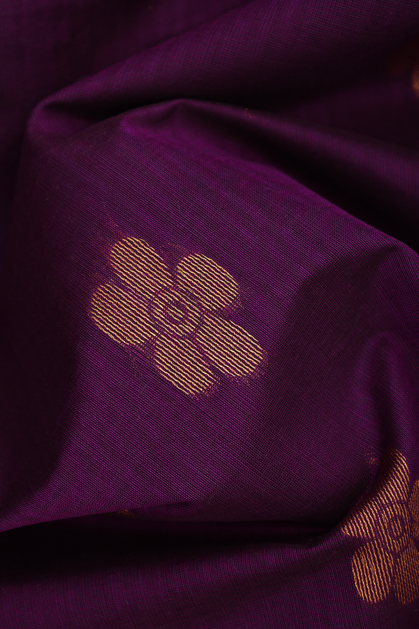 Venkatagiri Cotton Saree In Grape Purple With Floral Buttas