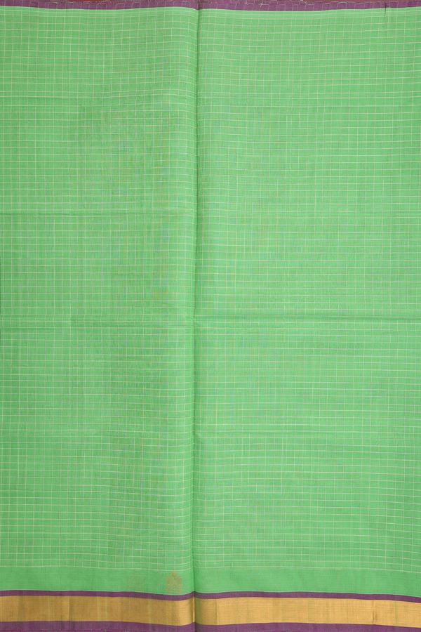 Venkatagiri Cotton Saree In Green With Checks Design