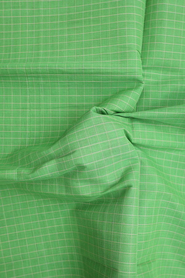 Venkatagiri Cotton Saree In Green With Checks Design